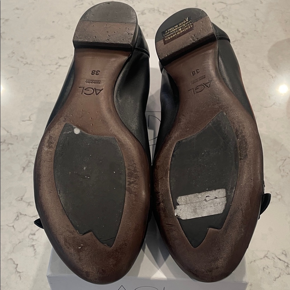 AGL Black Patent Leather Flats with Buckle Detail - Picture 4 of 5